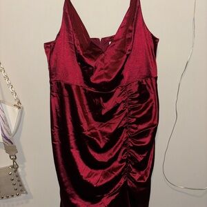 Women’s burgundy satin dress